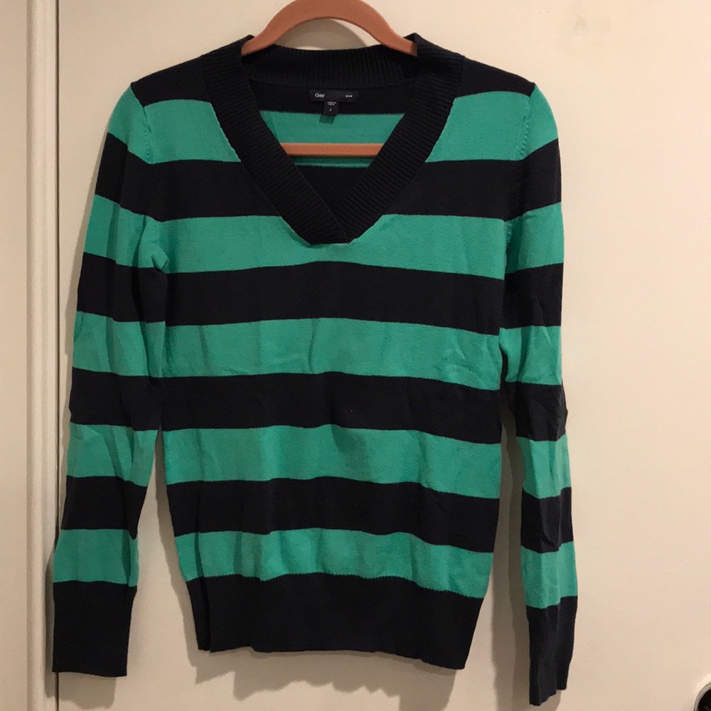 Gap Navy/Green Stripped Sweater